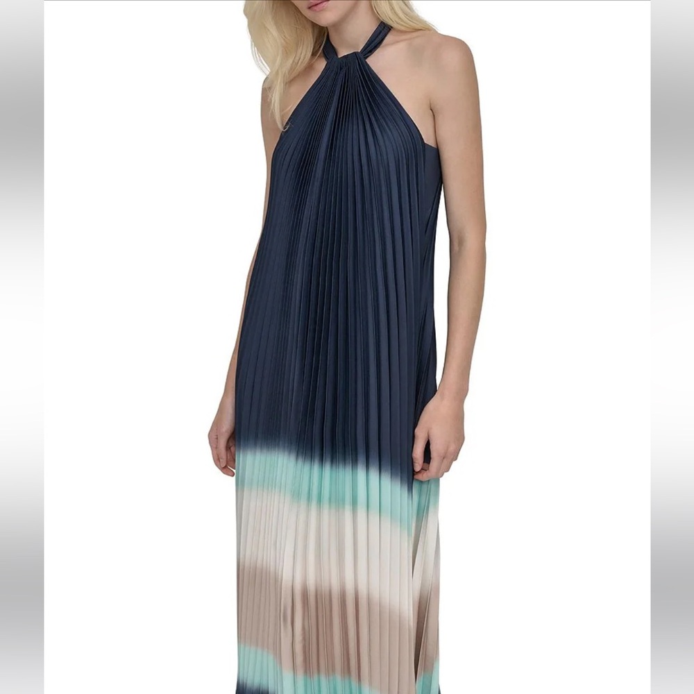 Donna Karan Pleated Charmeuse Halter Neck Midi Dress - LIKE NEW! - Picture 5 of 8